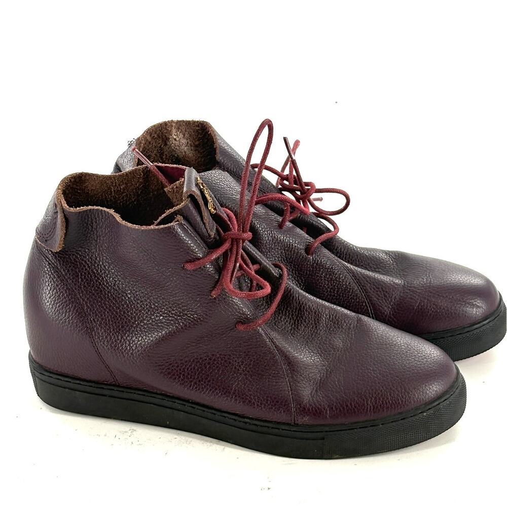 Minx New Zealand Oxford Boots 8.5 Burgundy Red Leather Ankle Bee Fairy Goth Y2K